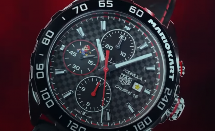 Die &quot;preiswerte&quot; Version der Mario-Kart-Uhr ohne Tourbillon (Bild: Tag Heuer/Screenshot: Golem.de)